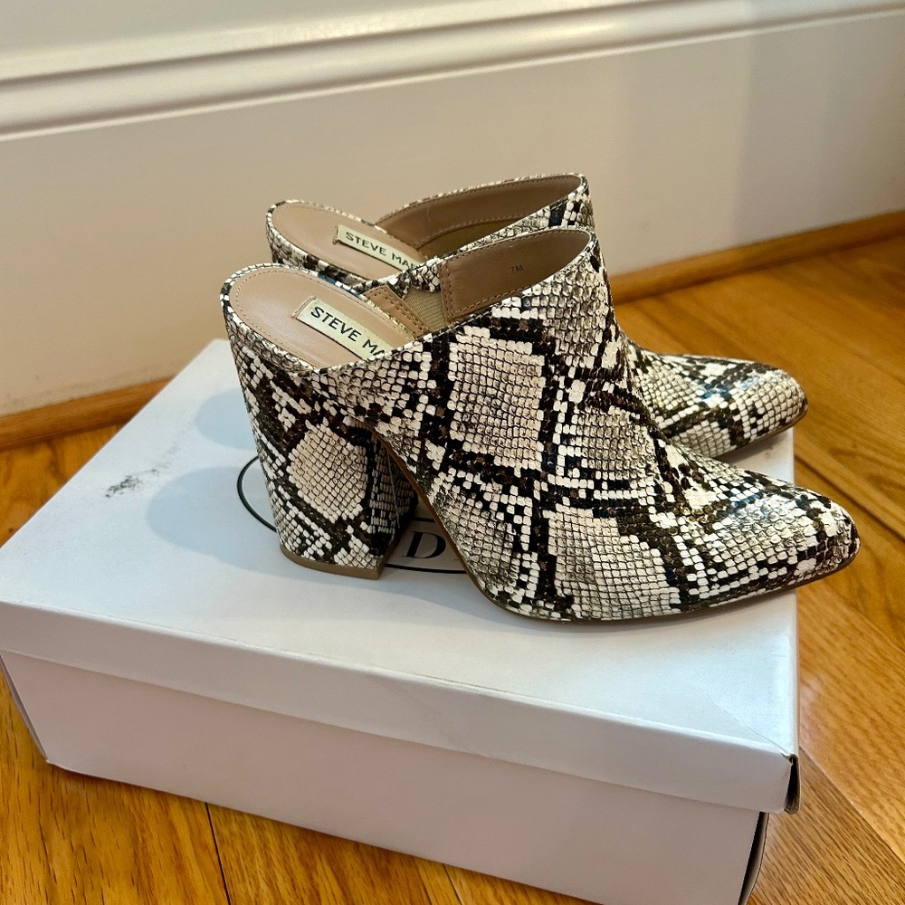 Steve Madden Snake Print Heeled Mule - image 1
